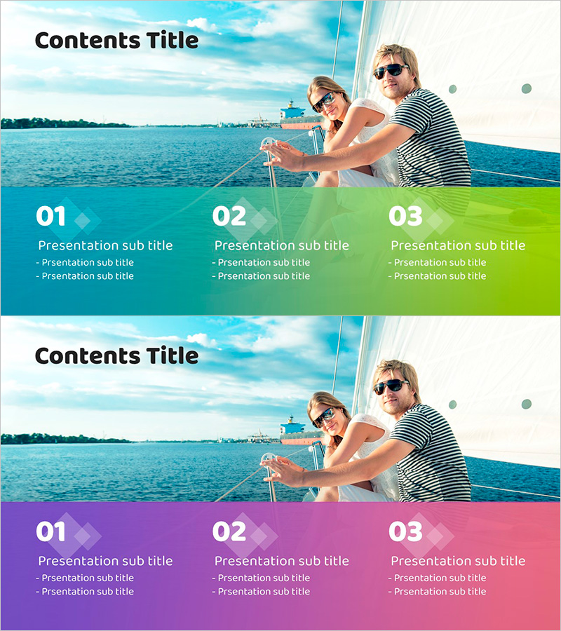 요트 투어 목차 슬라이드 – 시원한 해양의 감성