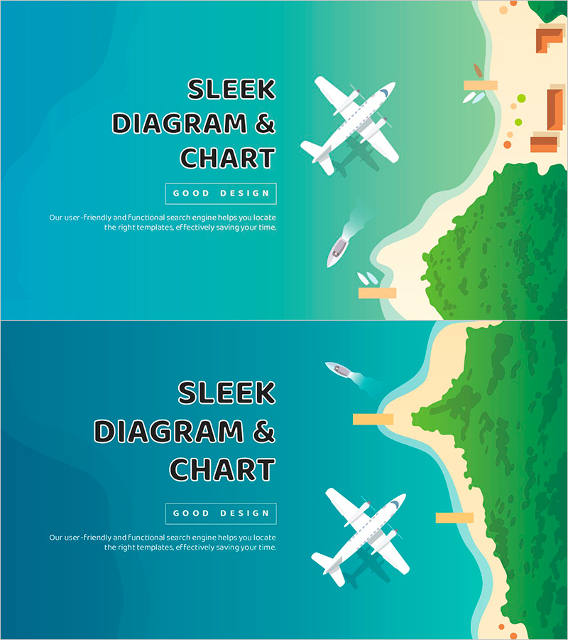 휴양지 일러스트 페이지 – 인트로 및 아웃트로 포함