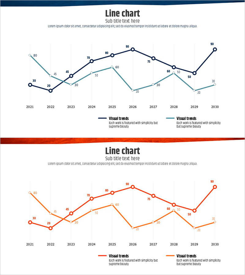 아이스 블루-오렌지 라인차트 – 데이터 시각화의 명쾌함