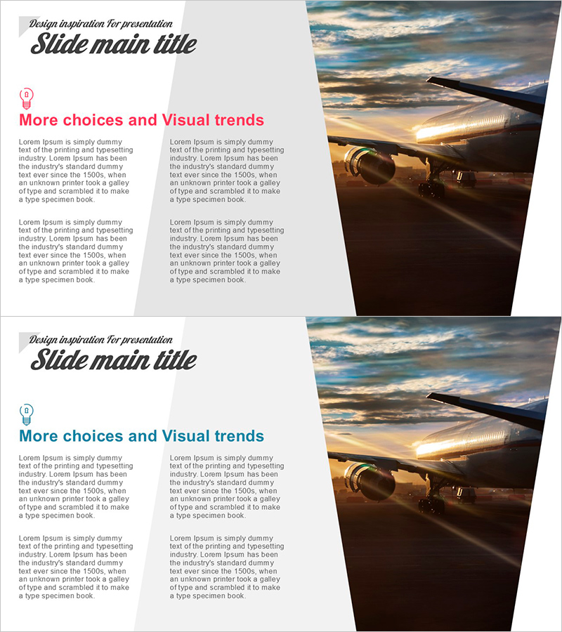 시각적 트렌드와 선택을 강조하는 프레젠테이션 슬라이드