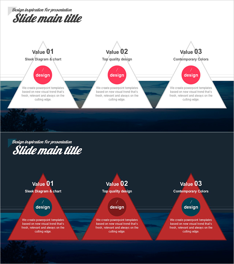3단 피라미드 다이어그램 슬라이드 | 단계별 핵심 가치 비교형 PPT