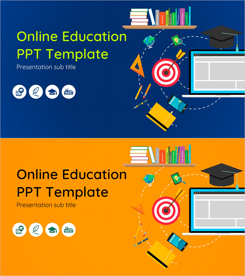온라인 교육 PPT 템플릿 표지 – 블루와 오렌지 디자인