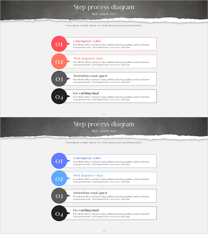 박스형 스텝 다이어그램으로 사업 추진 전략 시각화