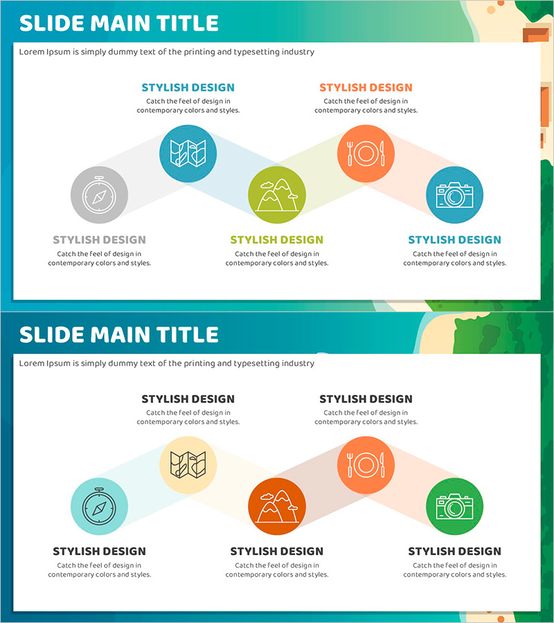 여행 아이콘 연결 다이어그램