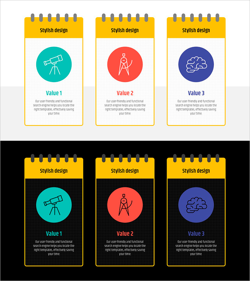 메모장 프레임의 학습 콘텐츠 – 독창적이고 실용적인 디자인