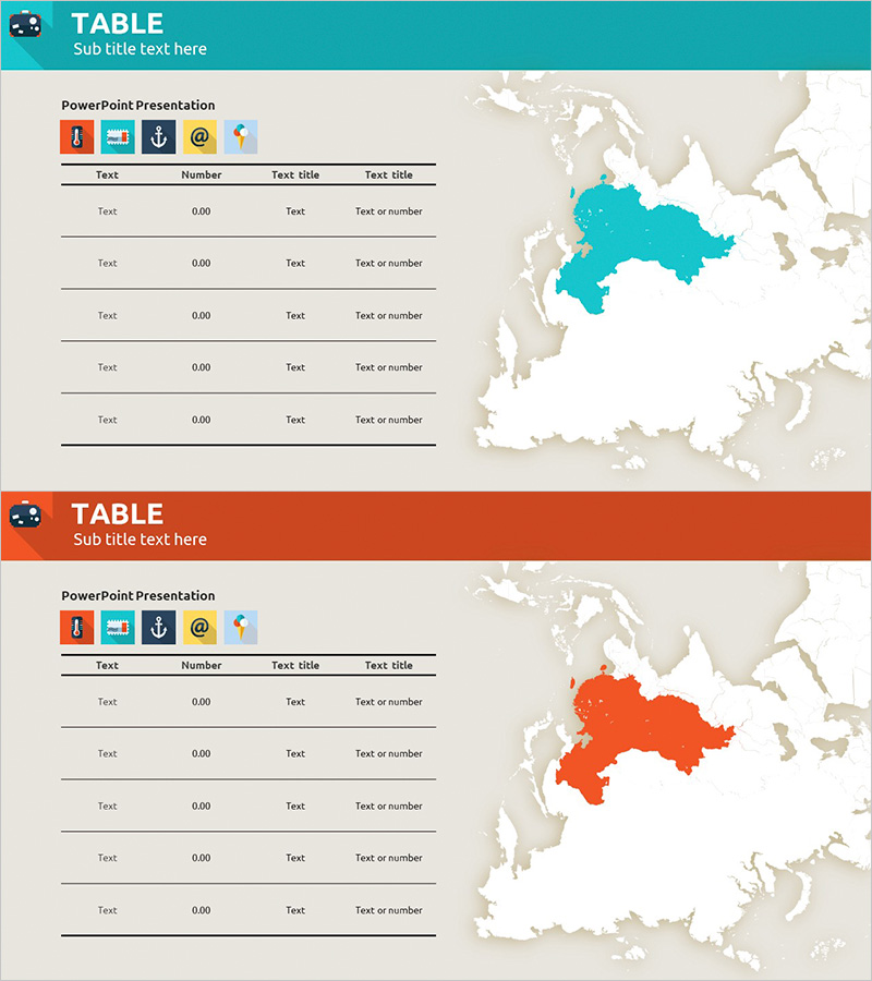 세계여행 템플릿 테이블 – 시장 분석 자료