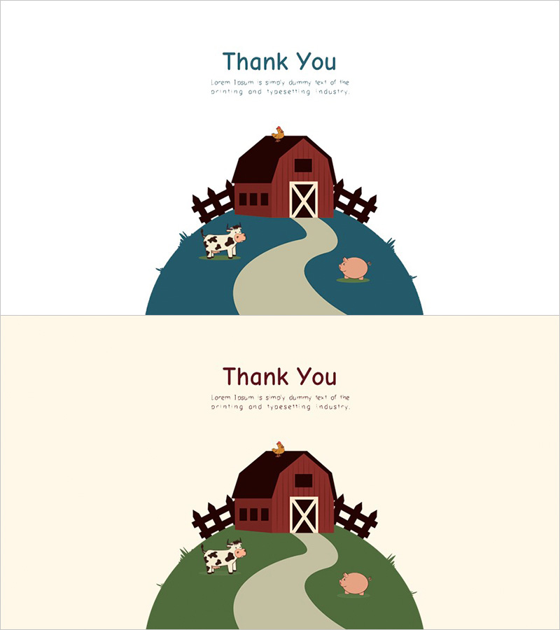 농장 와이드 템플릿 – 귀여운 엔딩 페이지