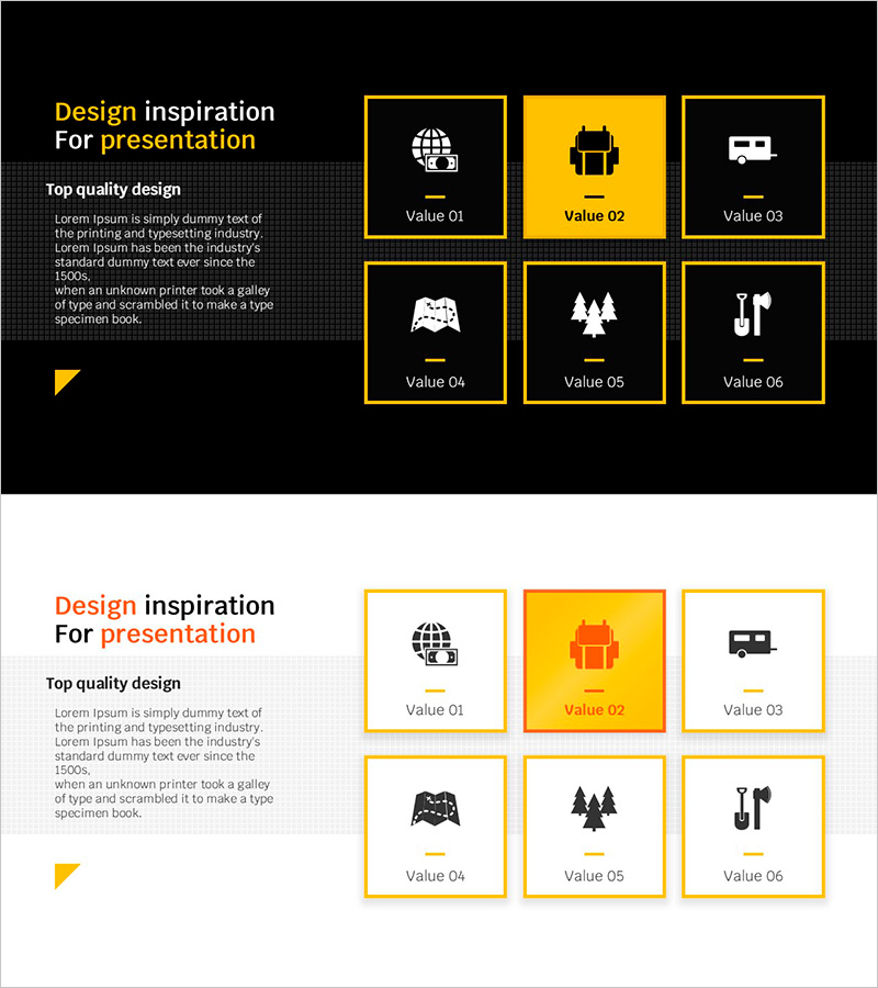 프레젠테이션 디자인 영감을 위한 슬라이드 – 창의성과 혁신