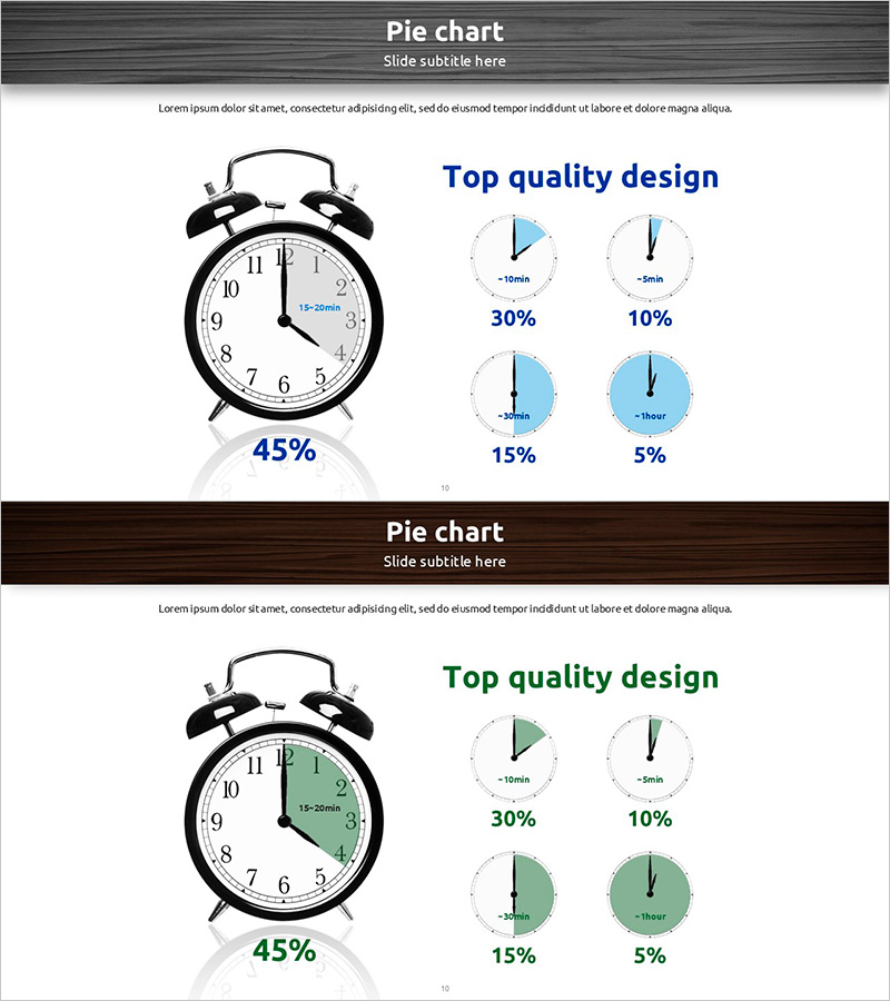 시간별 파이차트 슬라이드 – 진행과 계획