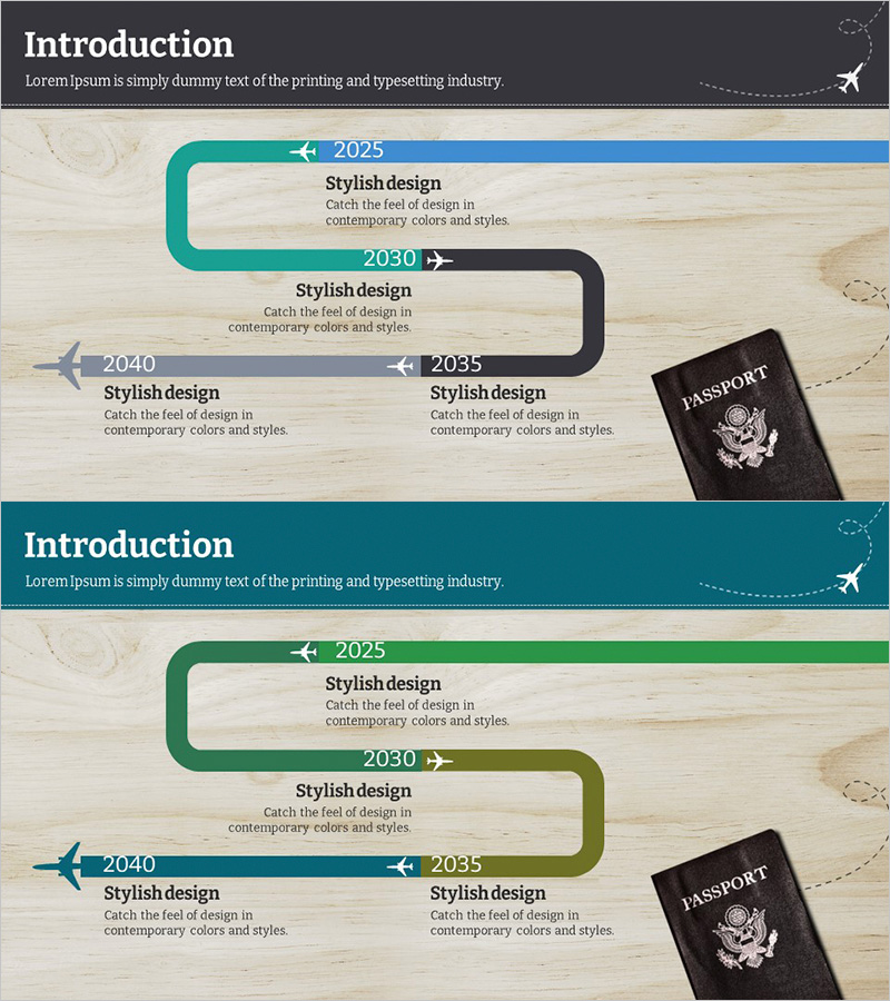 회사 연혁 블루 그린 다이어그램
