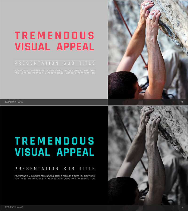 암벽등반을 주제로 한 프레젠테이션 슬라이드 – 도전의 의지