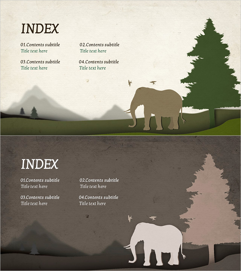 동물 자연 템플릿 – 목차 슬라이드
