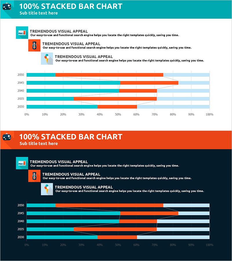 세계여행 템플릿 가로 막대 세분형 차트
