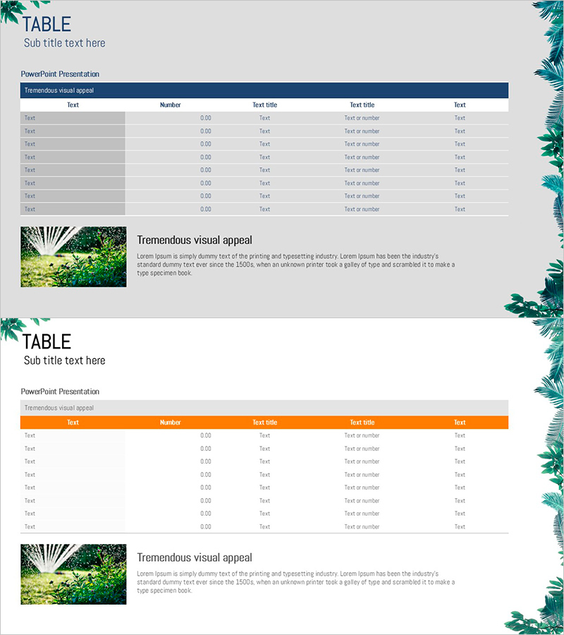 식물원 관리 항목 테이블 – 재무 성과 및 데이터 시각화