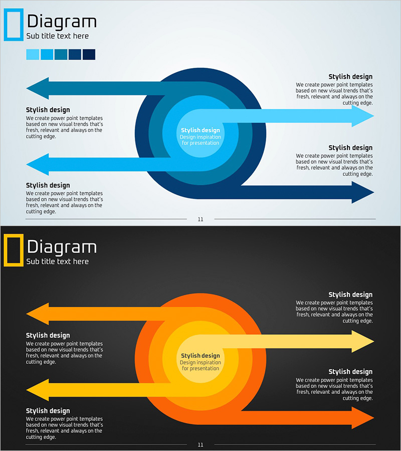 화살표 서클 다이어그램 – 사업 관리와 추진 계획을 시각화