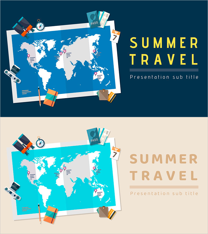 여름휴가 일러스트 와이드 표지 – 여행의 설렘