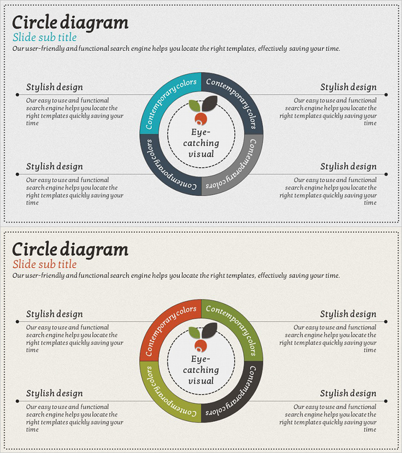동향 및 현황 분석 슬라이드 – 블루 오렌지 다이어그램