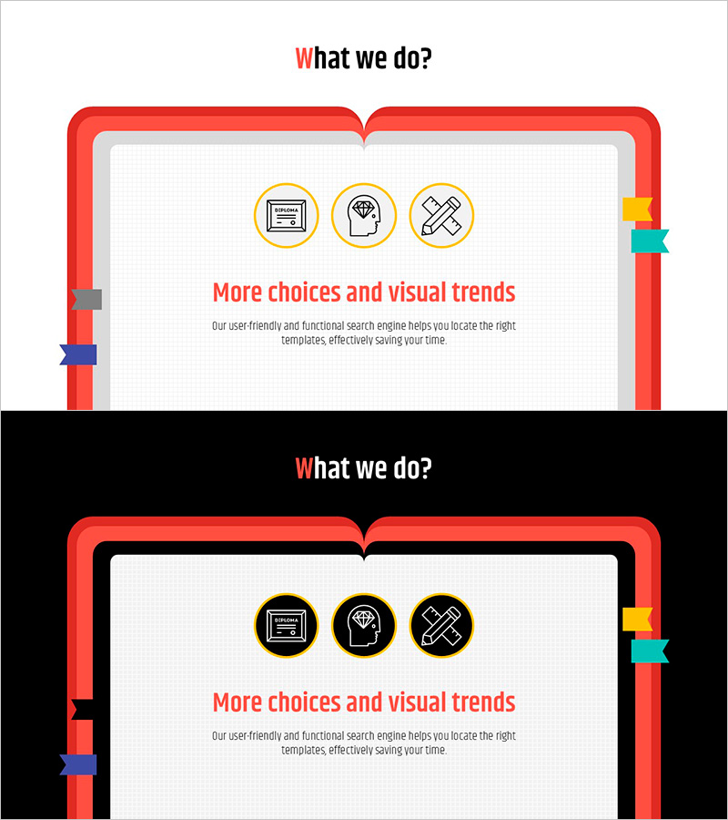 다이어리 프레임 기반 사업개요 슬라이드 – 창의성과 혁신