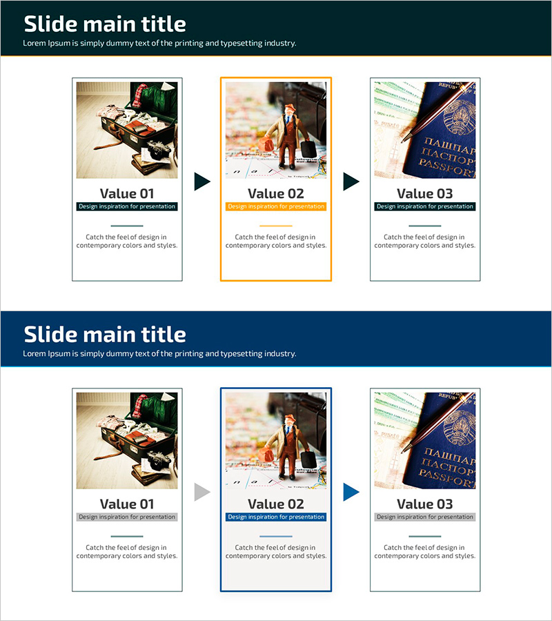 해외 여행 준비 과정을 위한 슬라이드 템플릿 – 비즈니스 전략