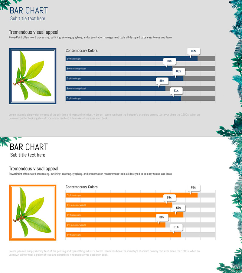 식물 가로 막대 차트 – 시장 동향을 파악하다
