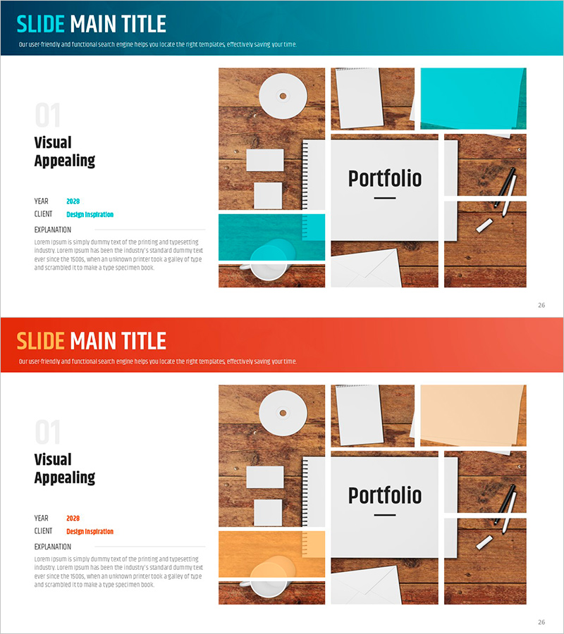 포트폴리오 분할 페이지 – 비주얼 스토리텔링