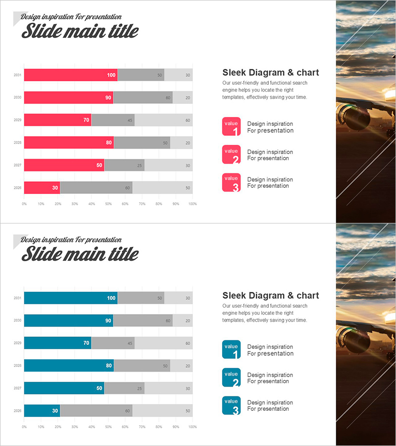 가로형 막대그래프 슬라이드 | 데이터 비교 분석형 PPT