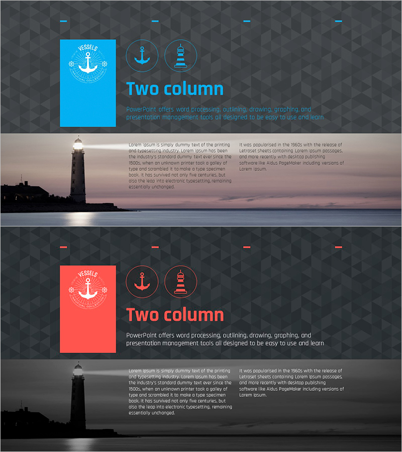 항해 등대 배경의 텍스트 페이지 – 사업소개 및 사례