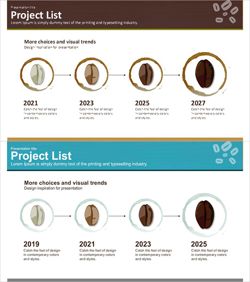 커피콩 개발 계획 슬라이드 – 흐름 다이어그램
