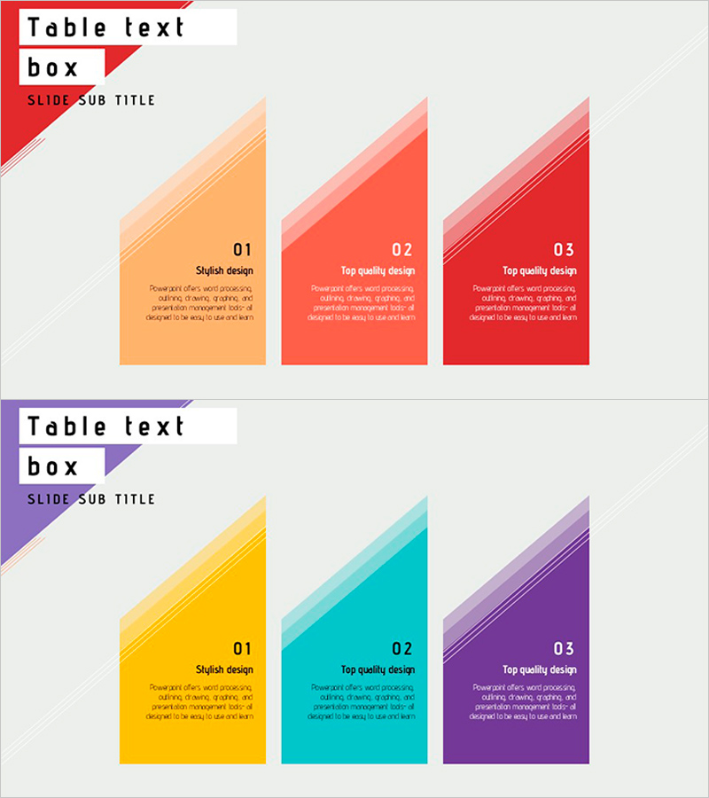 사선형의 텍스트 박스를 활용한 사업 전략 및 비전 슬라이드