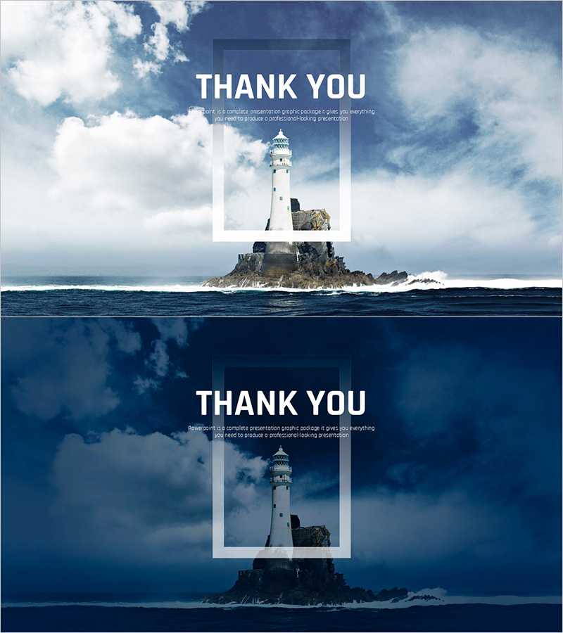 바다 등대를 담은 엔딩 페이지 템플릿