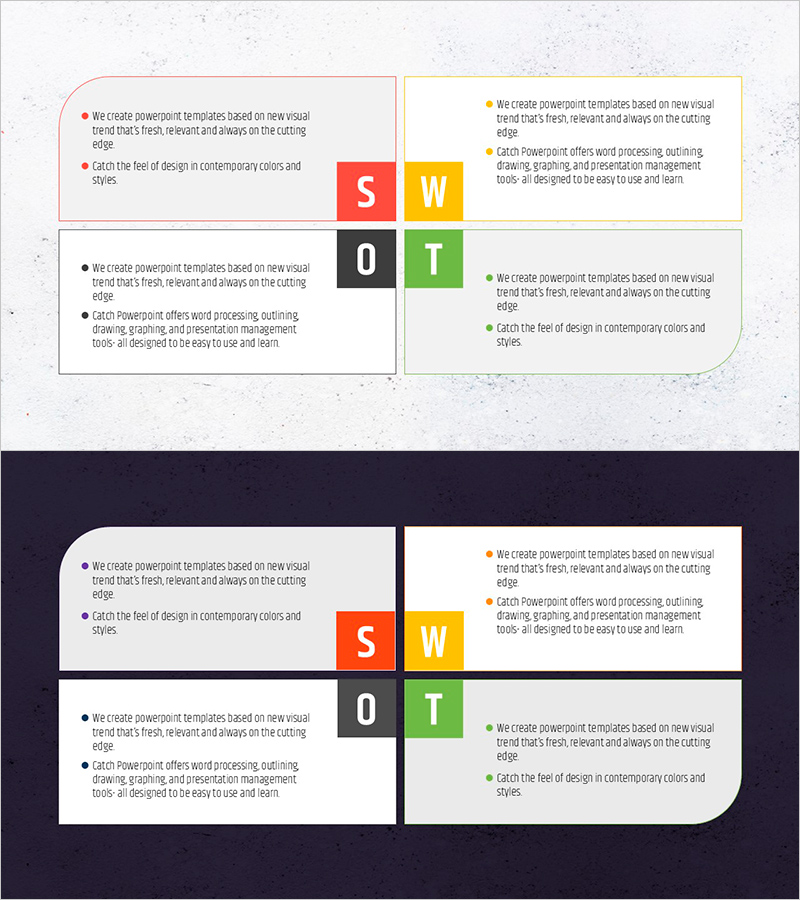 둥근 모서리 SWOT 분석 – 효과적인 시장 및 경쟁사 분석
