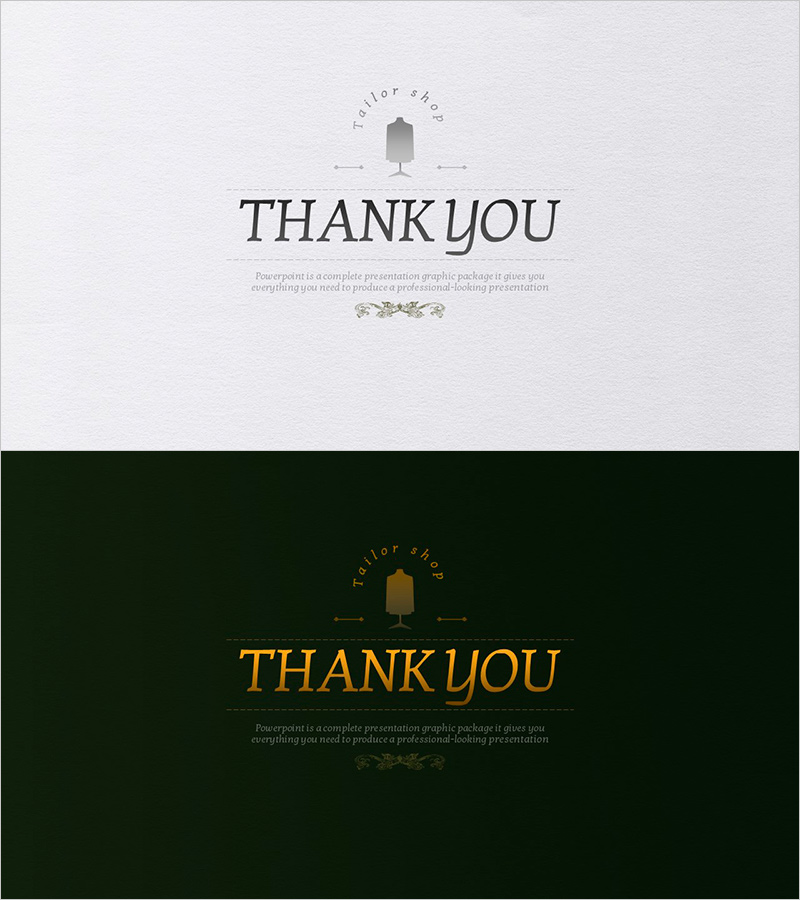 수트 프레젠테이션 엔딩표지 – classy 감성을 담은 마무리 슬라이드