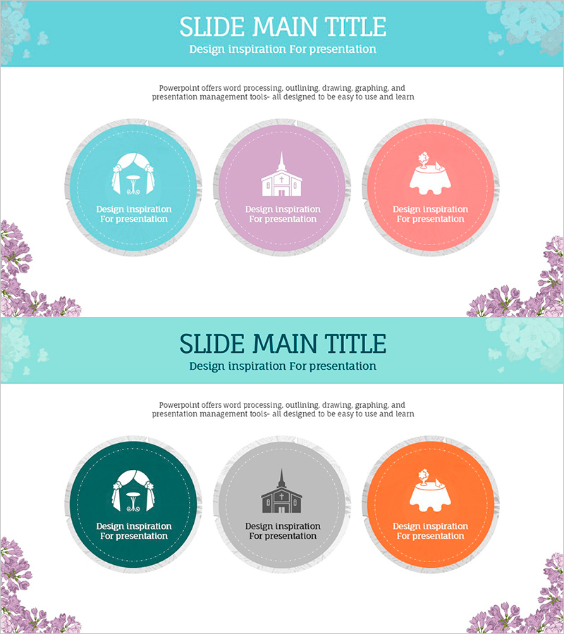 웨딩 트렌드를 시각화한 박스형 다이어그램 슬라이드