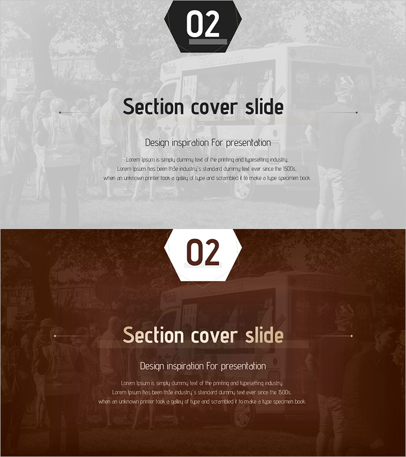 섹션 커버 슬라이드 – 발표를 위한 디자인 영감