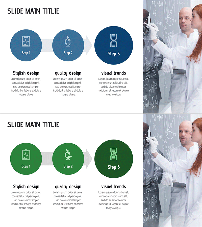 단계별 프로세스를 시각화한 인포그래픽 슬라이드