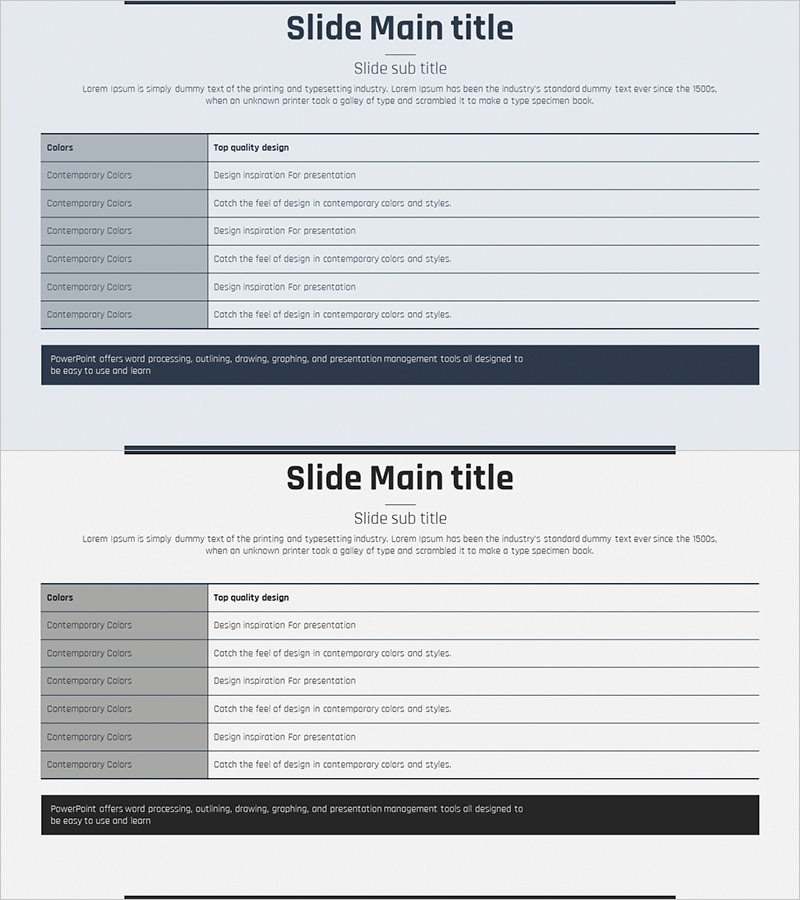 블루 그레이 테이블 차트 – 세련된 디자인의 데이터 표현