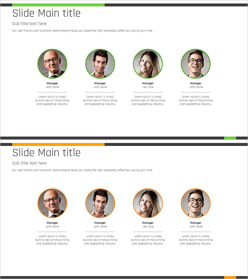 그린 오렌지 직원소개 슬라이드 – 팀원 및 역할 소개