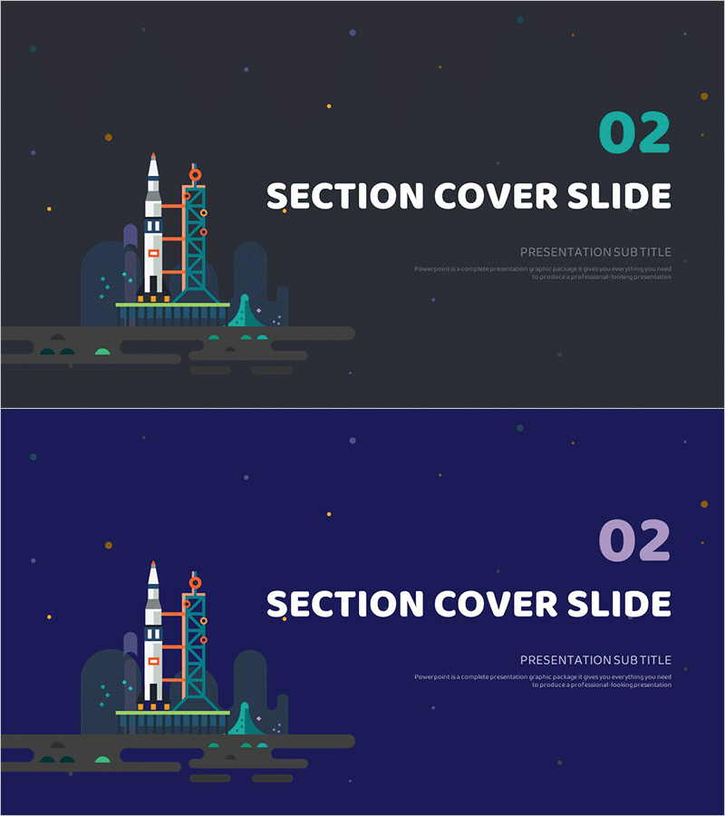 로켓 일러스트 간지 – 섹션 표지 슬라이드