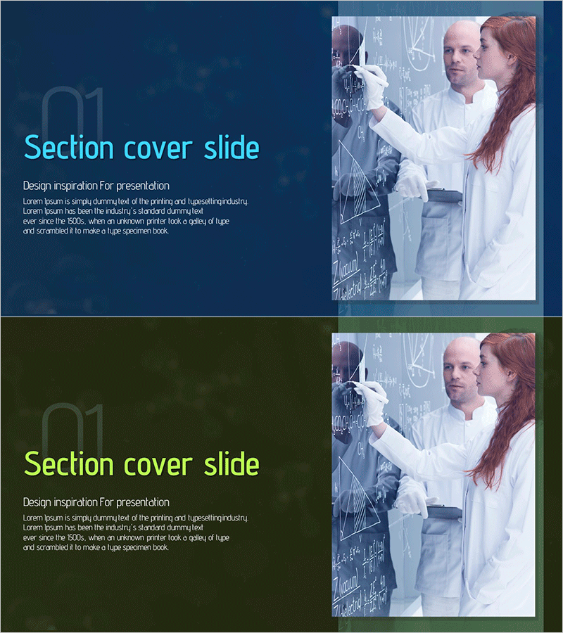 섹션 커버 슬라이드 디자인 – 비즈니스 프레젠테이션용
