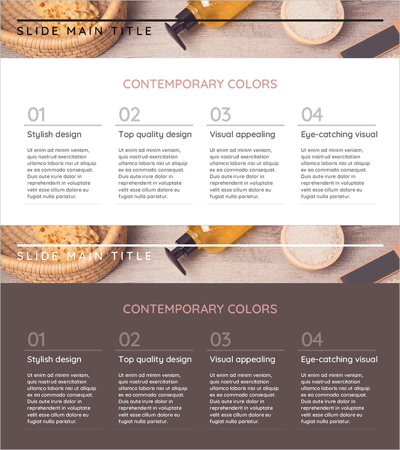 운영 계획을 위한 4개의 텍스트 박스 – 시각적 정보 전달