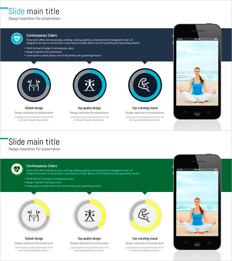 도넛차트와 모바일 목업 – 시장 점유율 분석