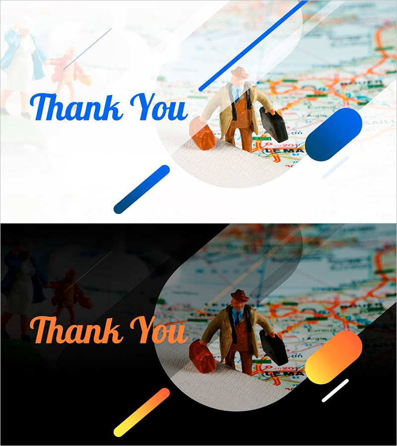 블루 사선 여행 계획 템플릿 엔딩 – 고맙습니다!