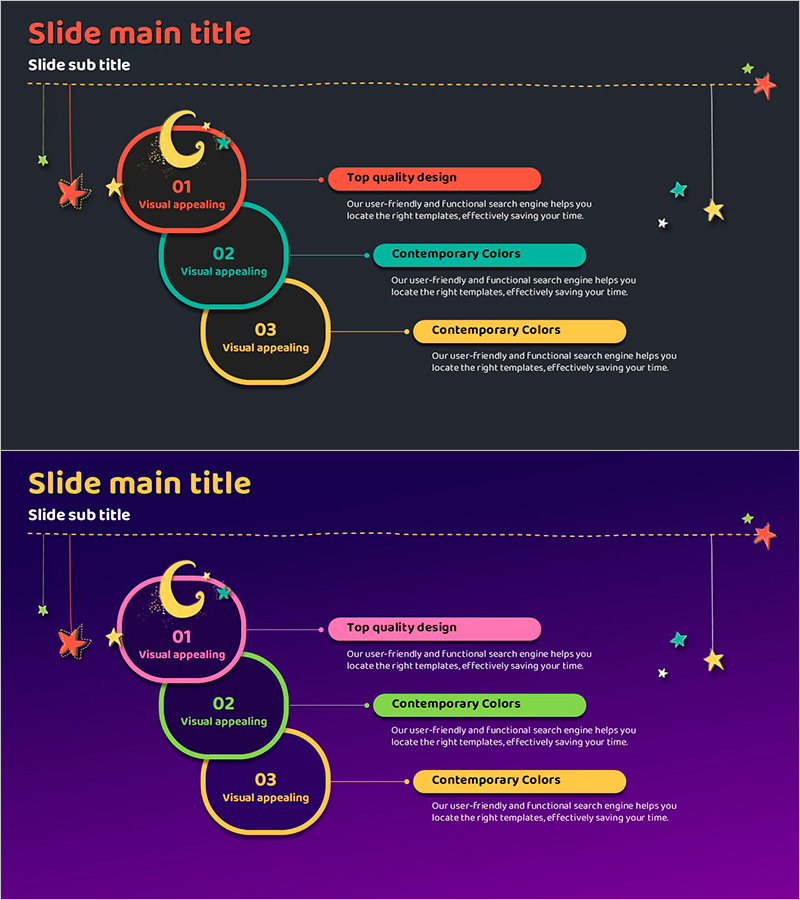 꿈을 위한 실천 단계 슬라이드 템플릿 – 시각적 매력과 창의성