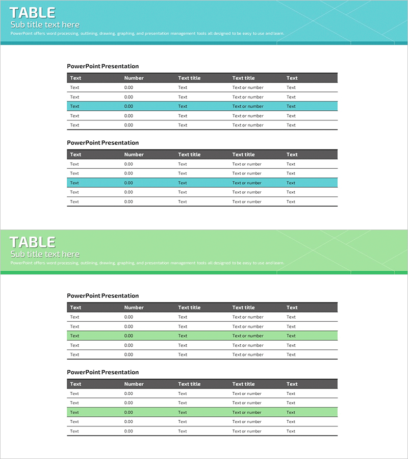 성공적인 시장분석을 위한 테이블 차트