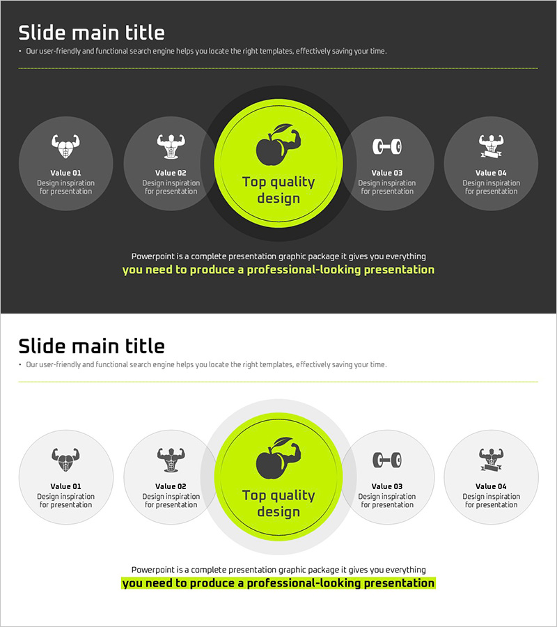 식단의 중요성을 강조하는 다이어그램 슬라이드