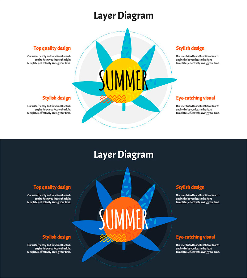 컬러풀 자연 일러스트 다이어그램 – 사업비전과 전략을 시각화