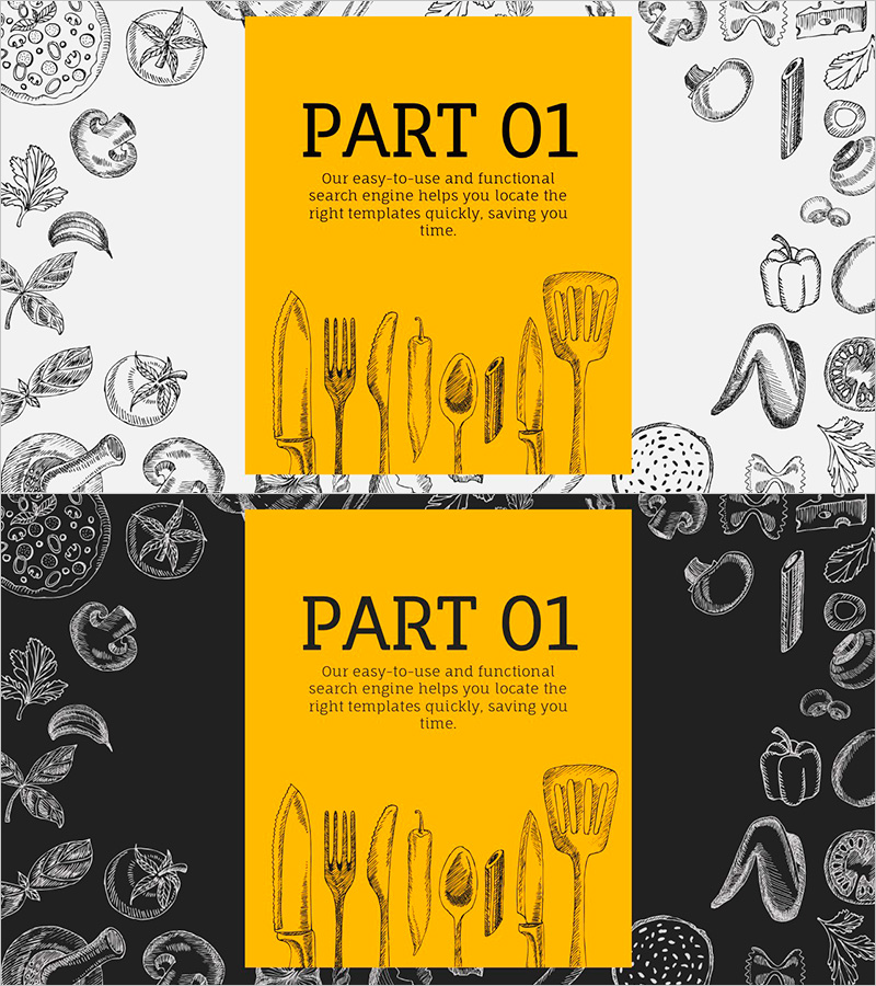 미식가 일러스트 템플릿 간지 - 요리의 예술과 우아함을 담은 소개