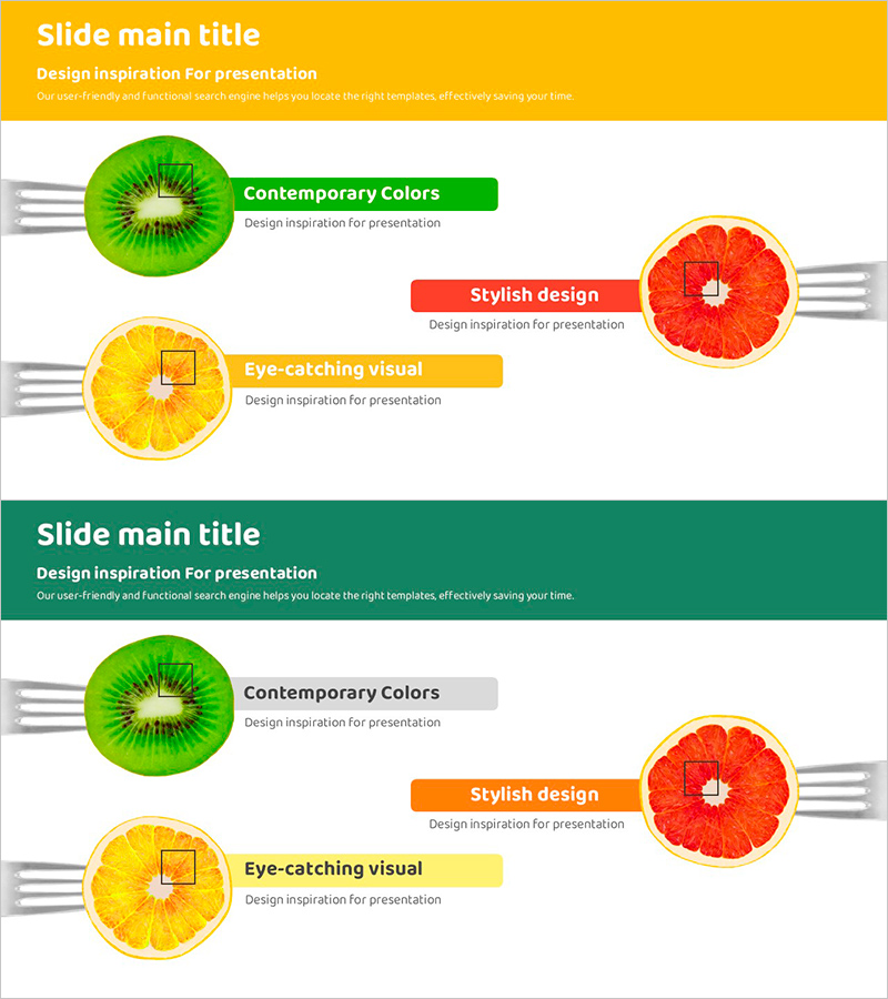 다채로운 과일 섹션의 다이어그램 – 사업 전략 및 비전