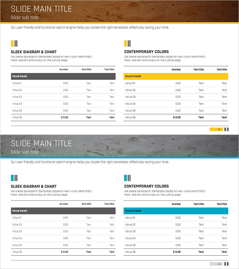 비교 테이블 슬라이드 – 시장 및 경쟁사 분석