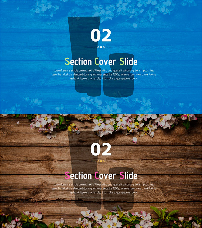 부드러운 블루톤의 섹션 커버 슬라이드